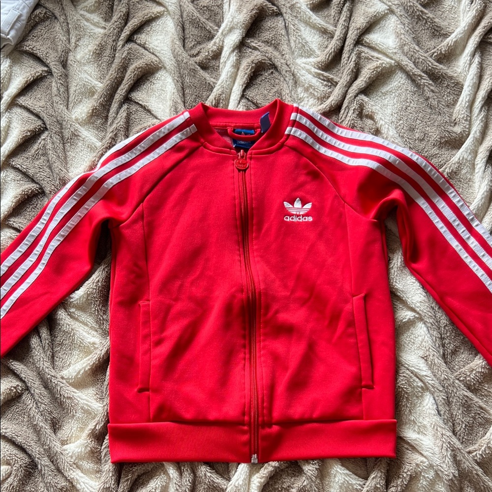 Adidas Kids Red Zip-Up Track Jacket